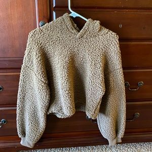 Tan Fuzzy Cropped Sweater